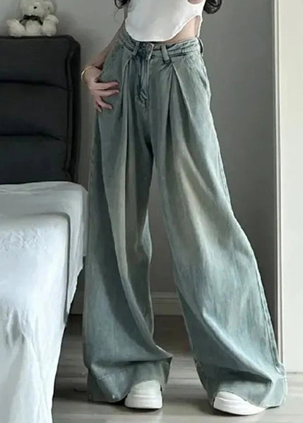 Women Blue Button Pockets High Waist Denim Pants Summer KK008 SH-LF-LPTS240602