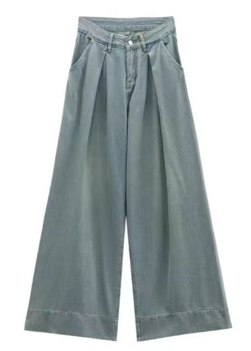 Women Blue Button Pockets High Waist Denim Pants Summer KK008 SH-LF-LPTS240602