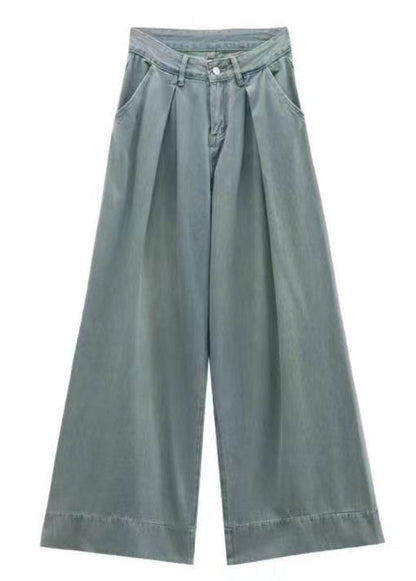 Women Blue Button Pockets High Waist Denim Pants Summer KK008 SH-LF-LPTS240602