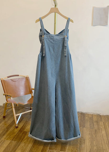 Women Patchwork Bow Denim Summer Blue Jumpsuits FashionChic