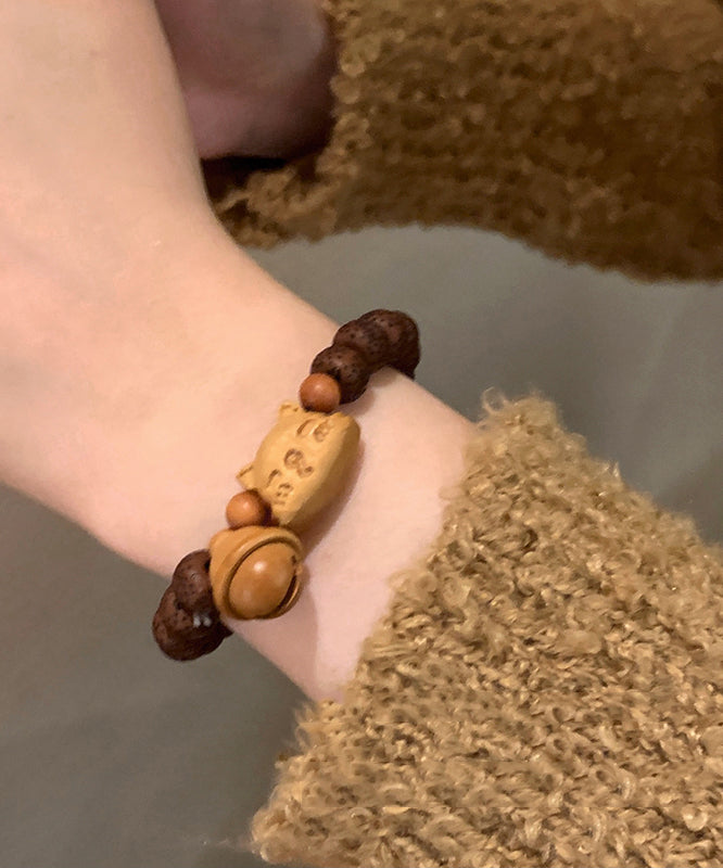 Women Brown Sandalwood Bodhi Charm Bracelet ZZ028 JEW-BRA240613