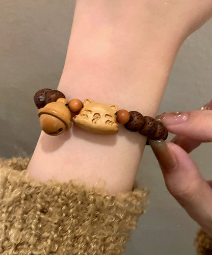 Women Brown Sandalwood Bodhi Charm Bracelet ZZ028 JEW-BRA240613