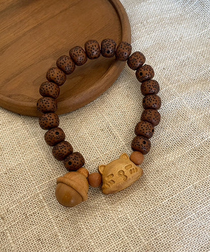 Women Brown Sandalwood Bodhi Charm Bracelet ZZ028 JEW-BRA240613