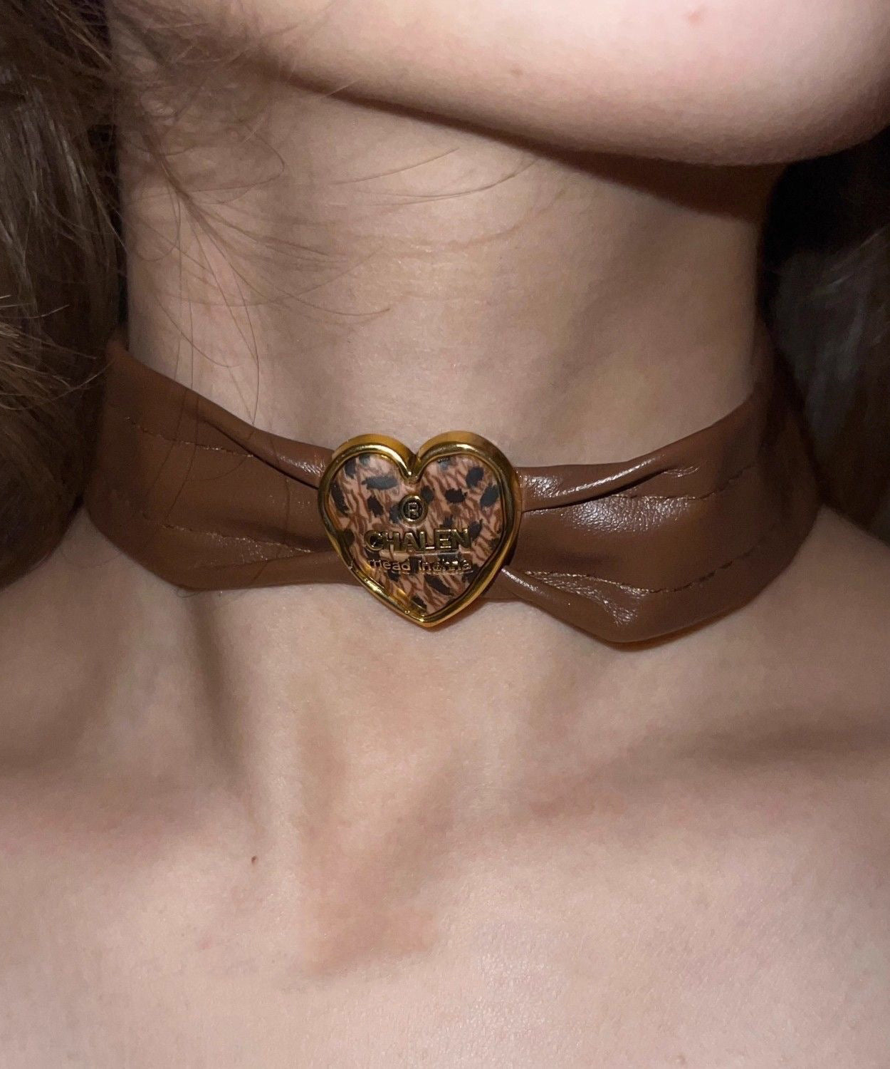 Women Brown Sterling Silver Alloy Leather Choker YD003 ABC
