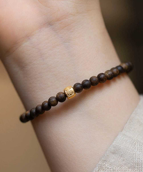 Beads Brown Bracelet Silver Sterling Overgild Women FashionChic