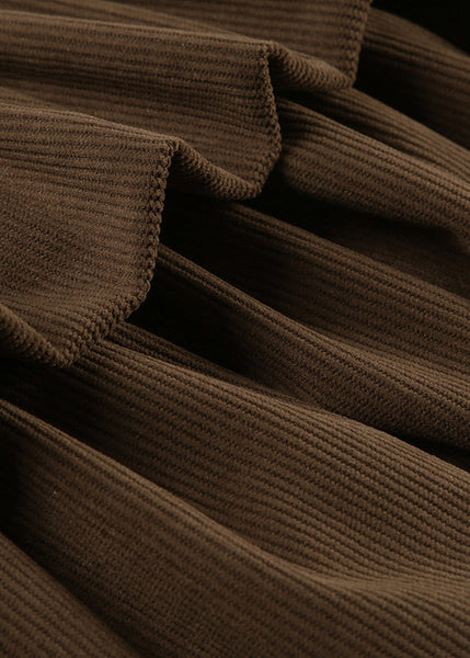 Waist Lace High Skirts Summer Corduroy Women Zippered Brown FashionChic