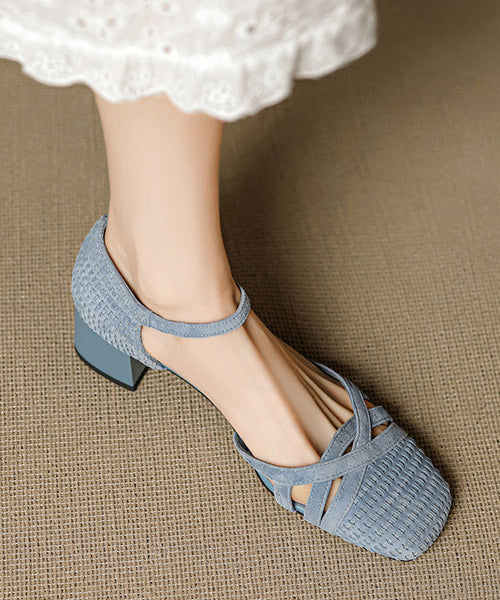 Buckle Caramel Women Strap Chunky Sandals Splicing Suede FashionChic