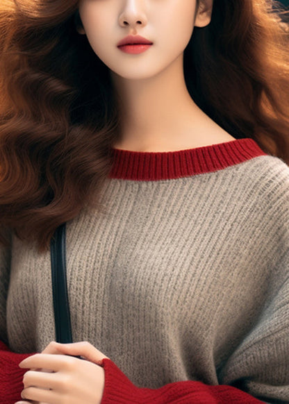 Women Camel O Neck Thick Patchwork Knit Sweaters Winter WX002 ABC