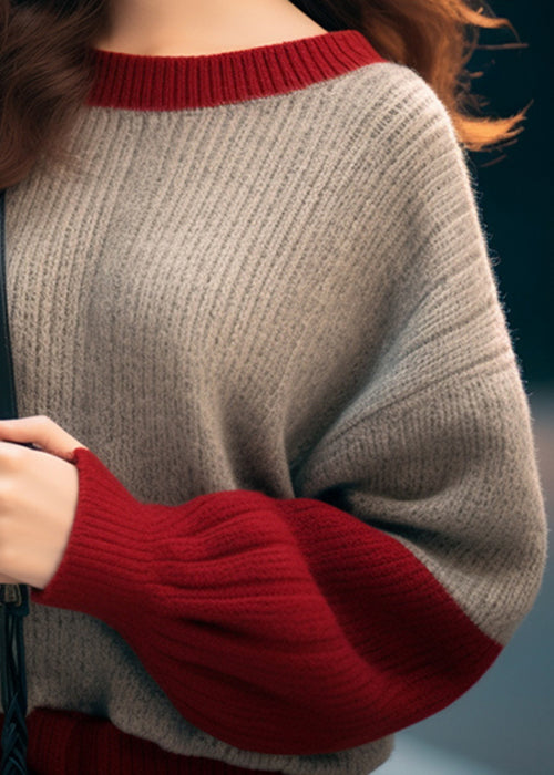 Women Camel O Neck Thick Patchwork Knit Sweaters Winter WX002 ABC