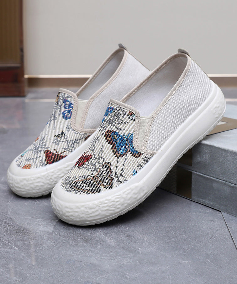 Fabric Women Embroidered Black Flats Cotton Casual FashionChic