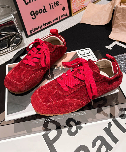 Women Casual Soft Comfy Blue Suede Flat Shoes Splicing Lace Up YC021 ABC