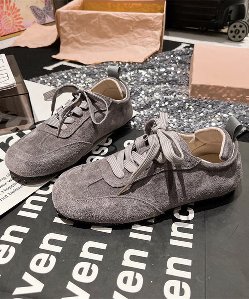 Women Casual Soft Comfy Blue Suede Flat Shoes Splicing Lace Up YC021 ABC