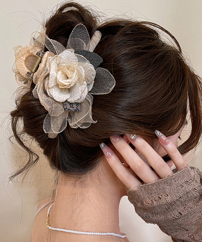 Women Champagne Acrylic Tulle Fabric Rose Hairpin RA010 ABC