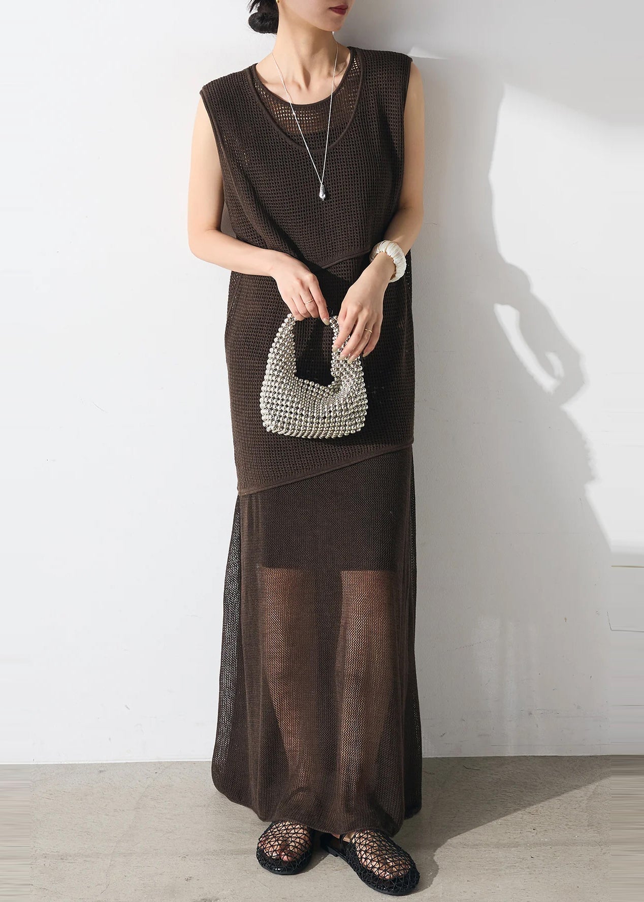 Asymmetrical Two Clothing Tulle Set Piece Women Chocolate FashionChic