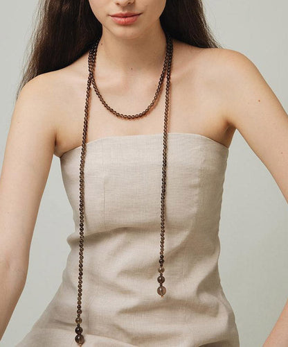 Women Chocolate Copper Overgild Beading Gratuated Bead Necklace YA023 ABC
