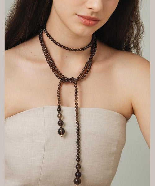 Women Chocolate Copper Overgild Beading Gratuated Bead Necklace YA023 ABC