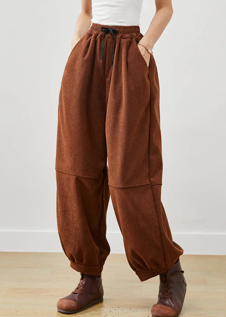 Women Coffee Oversized Corduroy Harem Pants Winter Ada Fashion