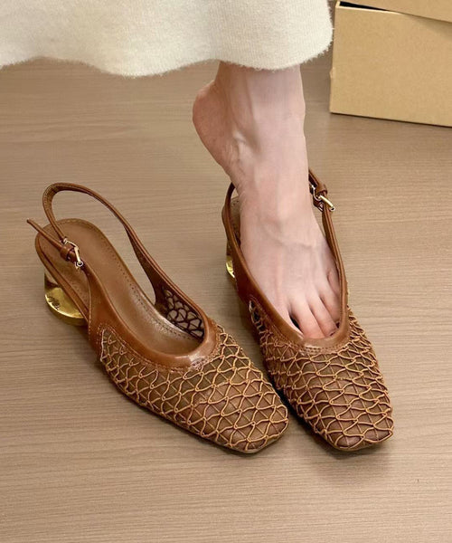 Splicing Brown Women Sandals Comfy Chunky FashionChic