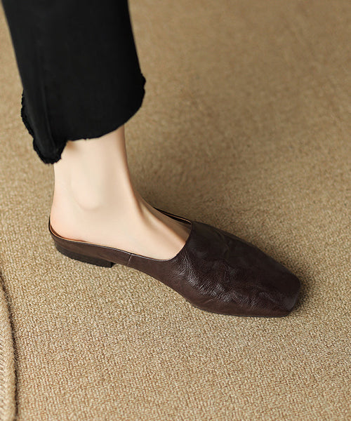 Sandals Splicing Square Toe Women Brown Slide Comfy FashionChic