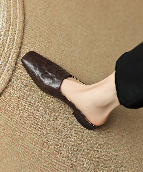 Sandals Splicing Square Toe Women Brown Slide Comfy FashionChic