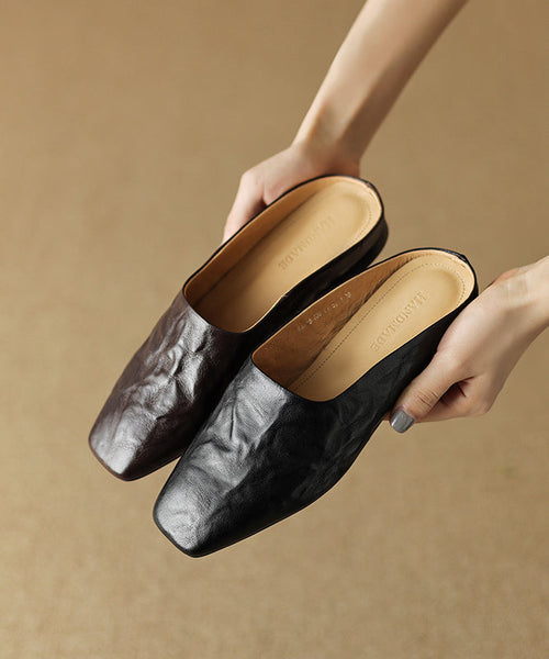 Sandals Splicing Square Toe Women Brown Slide Comfy FashionChic