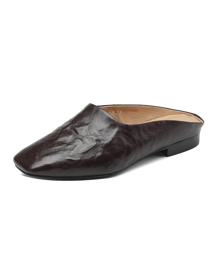 Sandals Splicing Square Toe Women Brown Slide Comfy FashionChic