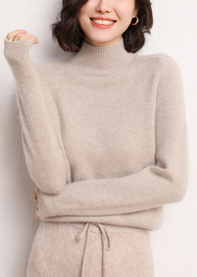 Women Dark Camel Turtleneck Solid Cashmer Sweaters Winter ER024 ABC