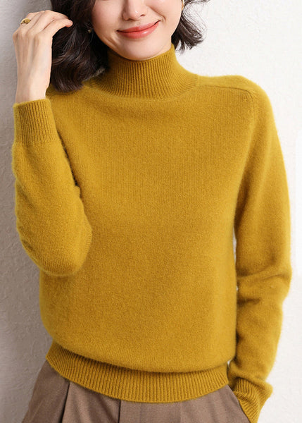 Women Dark Camel Turtleneck Solid Cashmer Sweaters Winter ER024 ABC