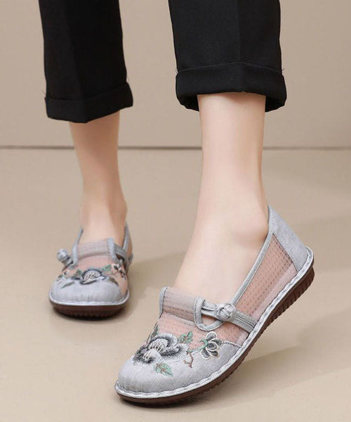 Embroidered Shoes Breathable Women Flat Red Mesh Feet FashionChic