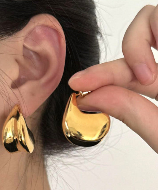 Women Gold Sterling Silver Overgild C Shaped Stud Earrings QQ012 JEW-EAR240811