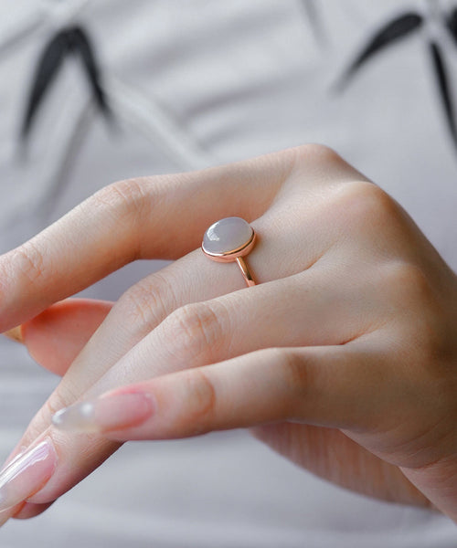 Women Gold Sterling Silver Overgild Jade Rings AC1084 Genistyle Shop