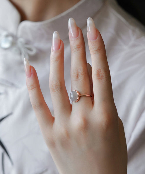 Women Gold Sterling Silver Overgild Jade Rings AC1084 Genistyle Shop