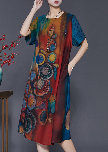 Women Gradient Color Print Silk Maxi Dresses Summer SD1034 Ada Fashion