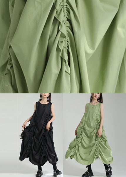 Dress Grass Women Green Maxi Sleeveless O-Neck FashionChic