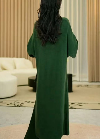 Women Green Cozy Solid Long Knit Dress Winter WM031 ABC