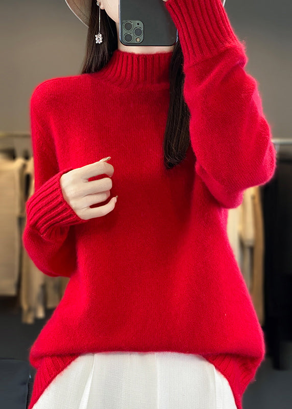 Women Green Half Hign Neck Thick Woolen Knit Sweaters Winter RS039 ABC