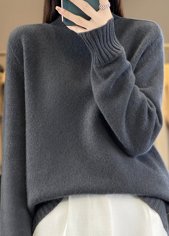 Women Green Half Hign Neck Thick Woolen Knit Sweaters Winter RS039 ABC