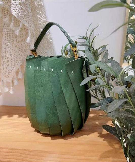 Women Green Patchwork Calf Leather Messenger Bag MM039 Bag-BGS240620