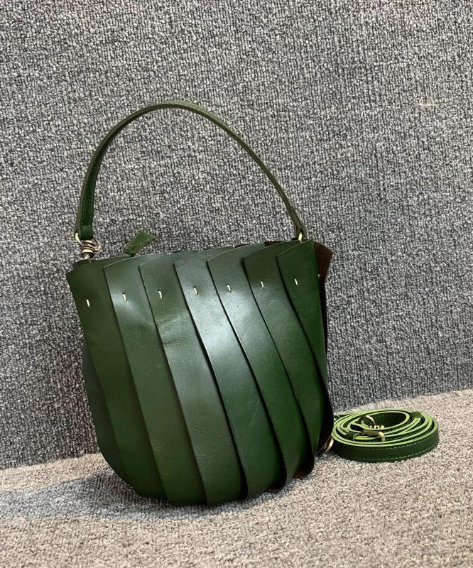 Women Green Patchwork Calf Leather Messenger Bag MM039 Bag-BGS240620