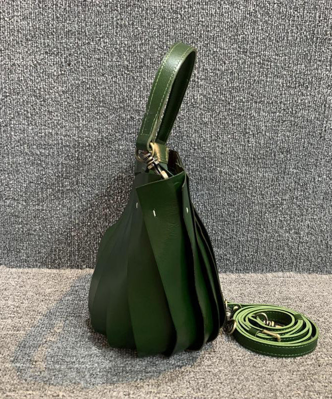 Women Green Patchwork Calf Leather Messenger Bag MM039 Bag-BGS240620