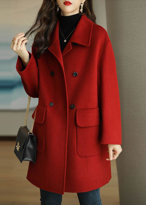 Women Green Peter Pan Collar Button Pockets Woolen Coat Winter RS024 ABC