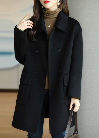 Women Green Peter Pan Collar Button Pockets Woolen Coat Winter RS024 ABC