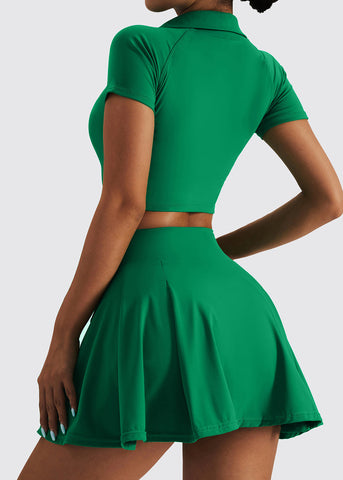 Set Women Collar Tummy And Pan Peter Leggings Green Bra Control FashionChic