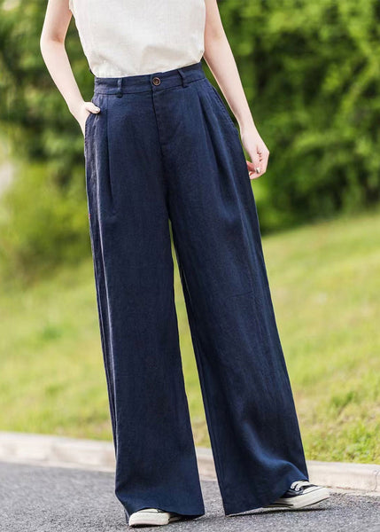 Summer Pants Straight Pockets Women Green Linen FashionChic