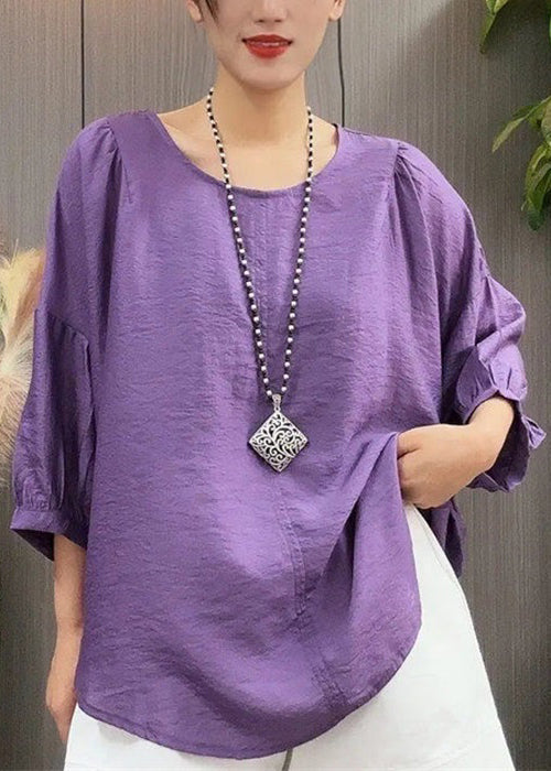 Women Green Ruffled Lace Up Linen T Shirt Batwing Sleeve MN095 MMDM-HTP240704