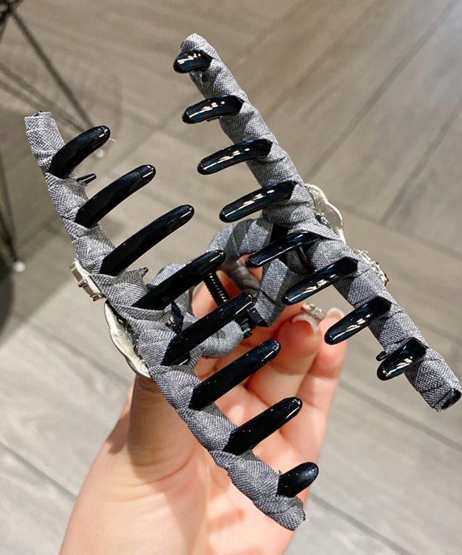 Women Grey Cloth Bow Rabbit Shark Clamp Hairpin WF016 JEW-HAI241111