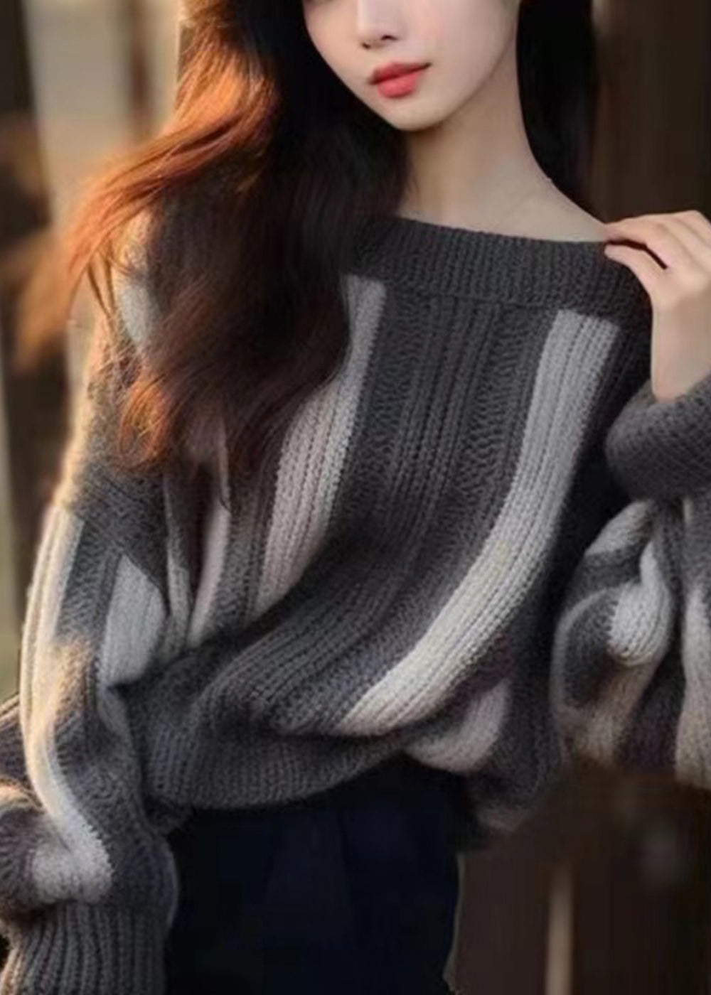 Women Grey Original Design Cozy Knit Sweater Winter WX005 ABC