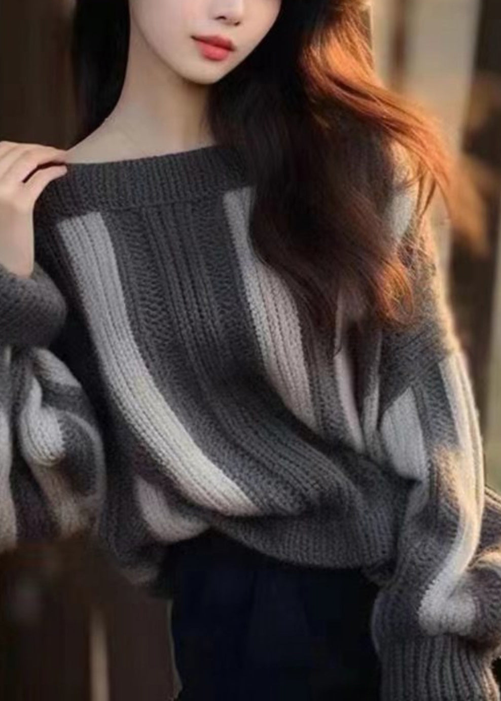 Women Grey Original Design Cozy Knit Sweater Winter WX005 ABC