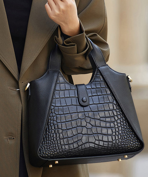 Women Calf Grey Tote Patchwork Leather Durable Bag FashionChic