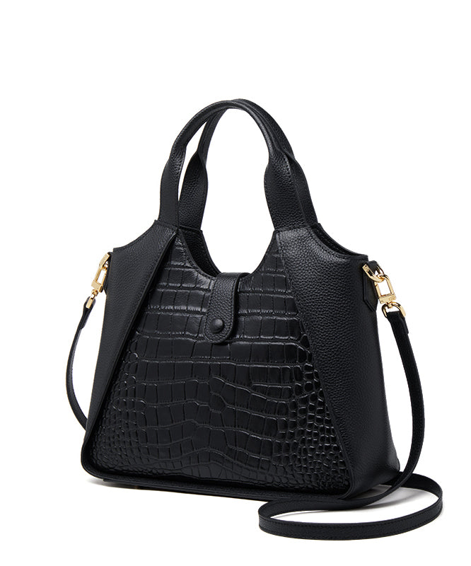 Women Calf Grey Tote Patchwork Leather Durable Bag FashionChic
